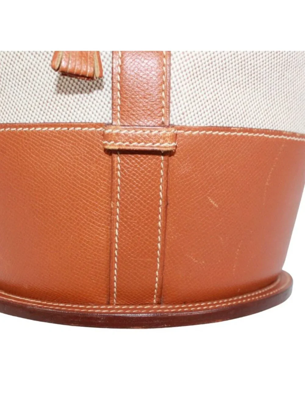 Hermes Standee Toile Ash Courchevel Leather Ivory Brown Shoulder Bag Gold